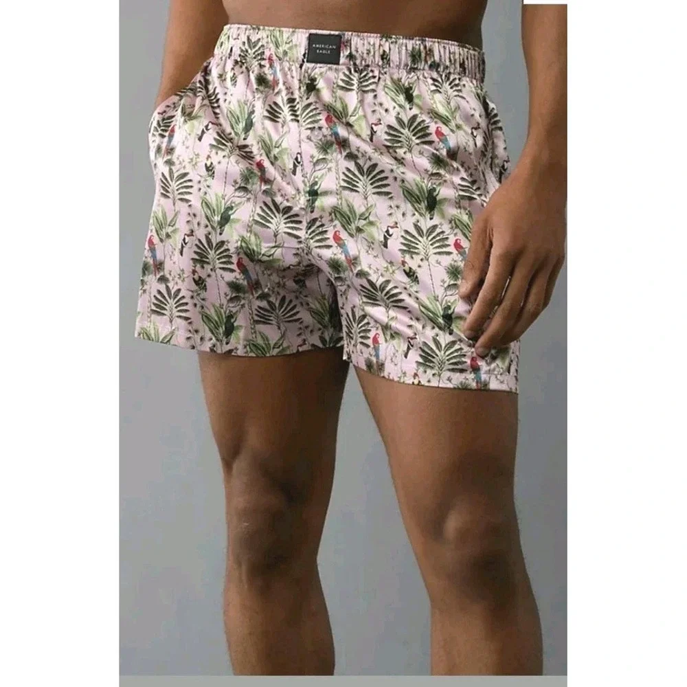 American Eagle Outfitters Men's Bird Tapestry Satin Pocket Boxer Short Size ‎ XS